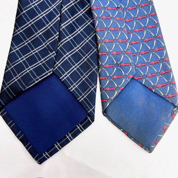 Set 2 Neckties: Hermès Geometric &  Mario Valentino +1 Burberry Handkerchief(51) - Picture 14 of 16